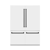 ZLINE Autograph Edition 60 in. 32.2 cu. ft. French Door Built-In Bottom Freezer Refrigerator with Water Dispenser and Ice Maker in White Matte with Matte Black Accents (RBIVZ-WM-60-MB)
