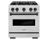ZLINE Autograph Edition 30 in. 4.2 cu. ft. Classic Gas Range with 4 Burner Cooktop and Convection Gas Oven in Stainless Steel and Matte Black Accents (CGRZ-30-MB)