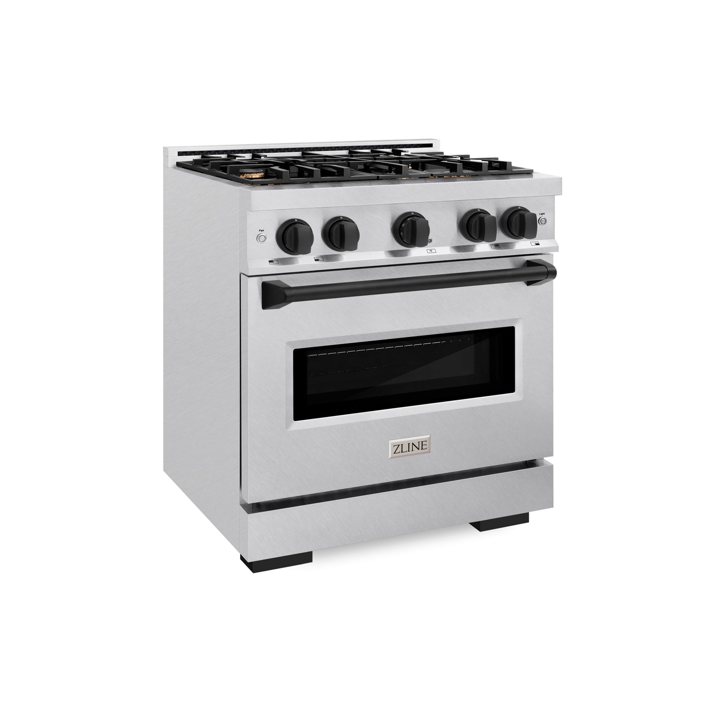 ZLINE Autograph Edition 30 in. 4.2 cu. ft. Classic Dual Fuel Range with 4 Burner Gas Cooktop and Electric Convection Oven in Satin Stainless Steel with Matte Black Accents (CDRSZ-30-MB)