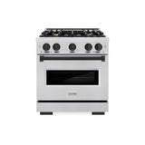 ZLINE Autograph Edition 30 in. 4.2 cu. ft. Classic Gas Range with 4 Burner Cooktop and Convection Gas Oven in Satin Stainless Steel and Matte Black Accents (CGRSZ-30-MB)
