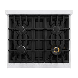 ZLINE 30 in. 4.2 cu. ft. Classic Dual Fuel Range with 4 Burner Gas Cooktop and Electric Convection Oven in Satin Stainless Steel with White Matte Door (CDRS-WM-30)
