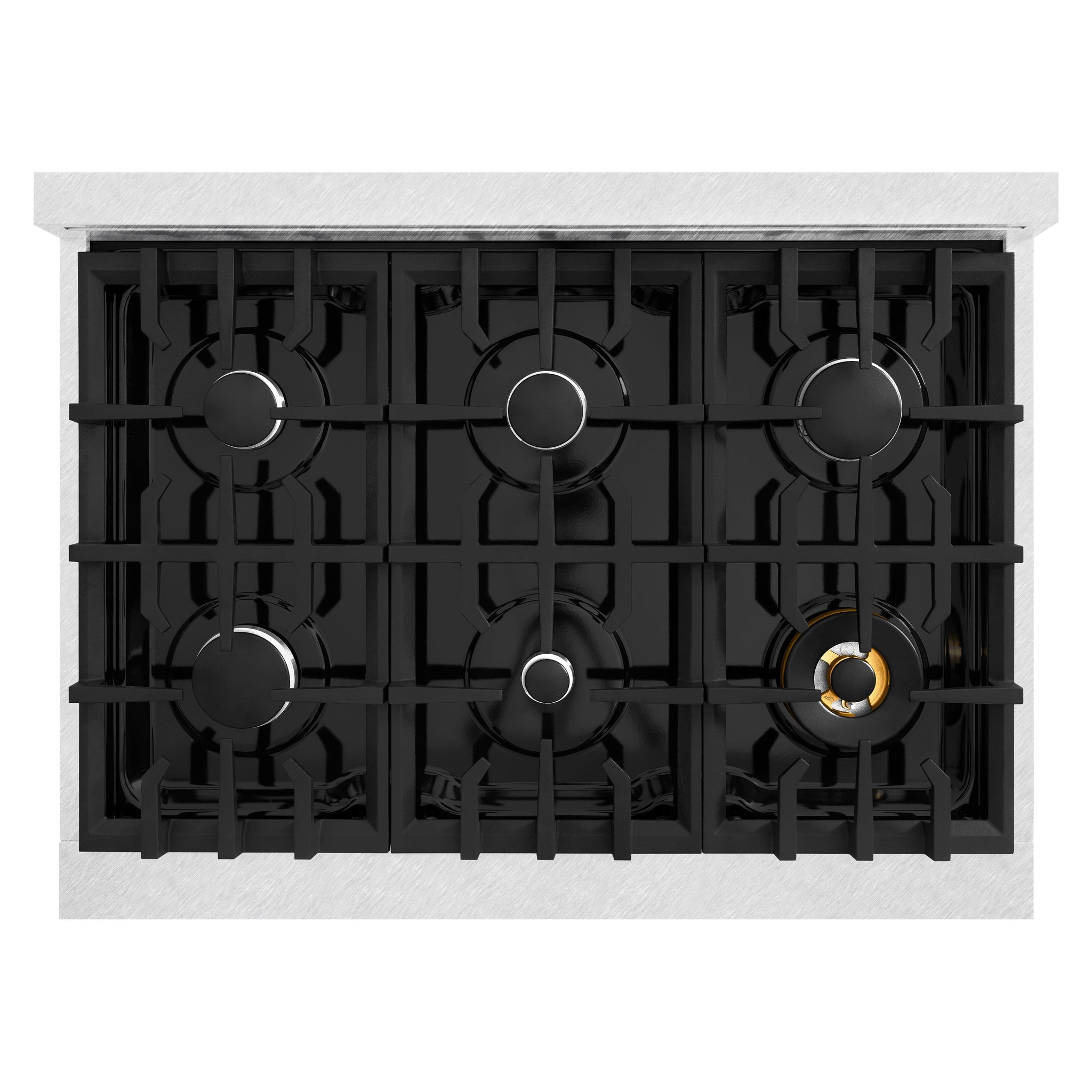 ZLINE 36 in. 5.2 cu. ft. Classic Dual Fuel Range with 6 Burner Gas Cooktop and Electric Convection Oven in Satin Stainless Steel with White Matte Door (CDRS-WM-36)