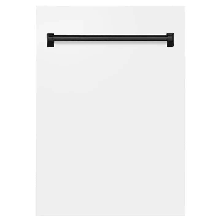 Products ZLINE 18" Autograph Edition Tallac Dishwasher Panel in White Matte with Accent Handle (DPVZ-WM-18-MB)