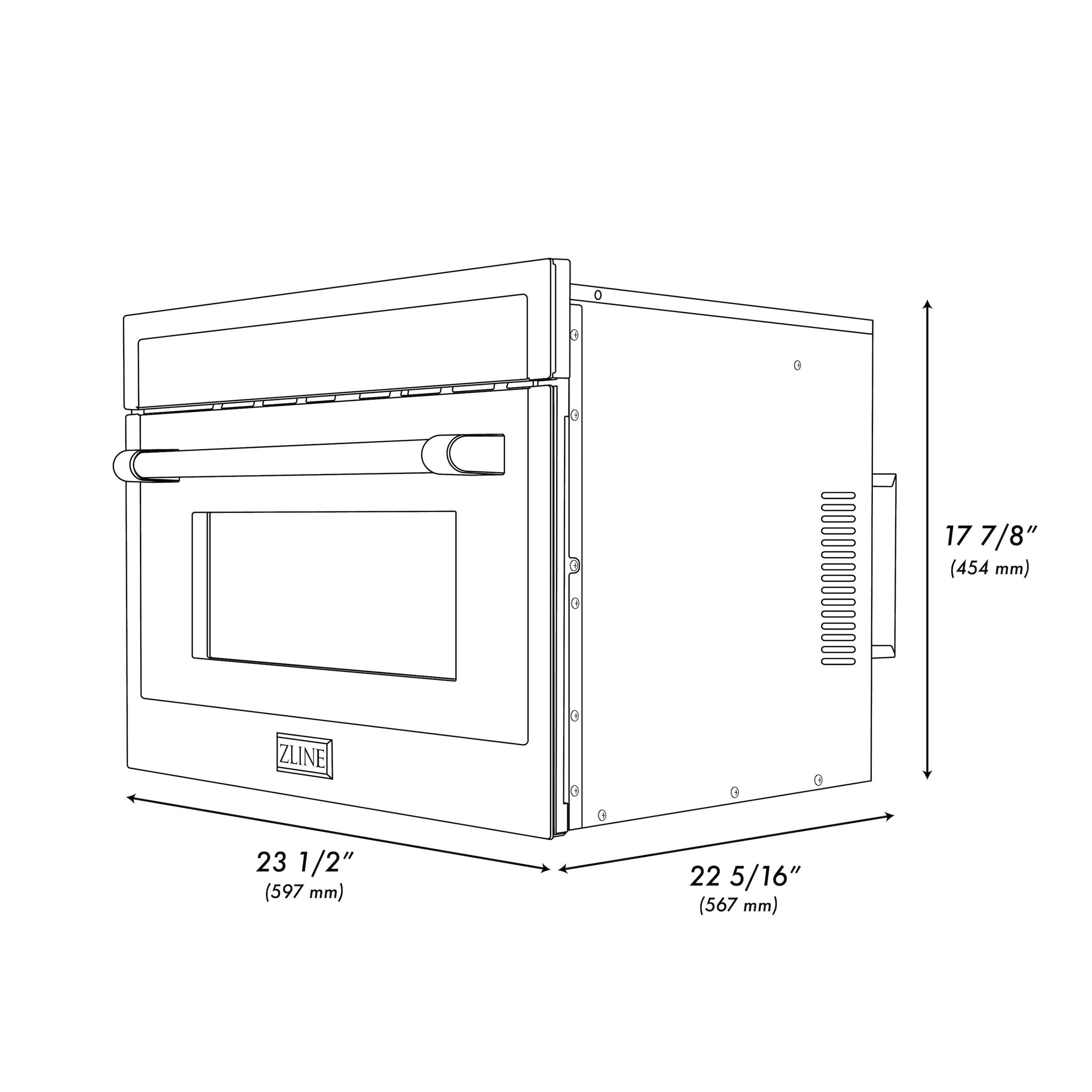 ZLINE 24 in. 1.6 cu ft. Built-in Convection Microwave Oven in Satin Stainless Steel with Speed and Sensor Cooking (MWO-24-SS)