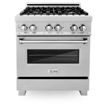 ZLINE 30 in. 4.0 cu. ft. Legacy Dual Fuel Range with 4 Burner Gas Cooktop and Electric Convection Oven in Satin Stainless Steel with Griddle (RAS-SN-GR-30)