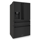 ZLINE 36 in. 21.6 cu. ft. Counter-Depth French Door Refrigerator with Water and Ice Dispenser in Fingerprint-Resistant Black Stainless Steel (RFM-W-36-BS)