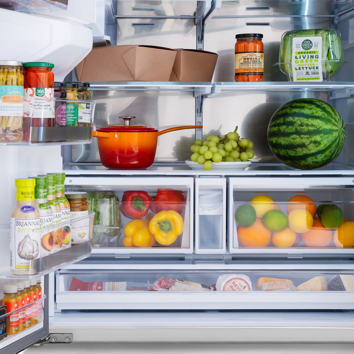 ZLINE 36 in. 28.9 cu. ft. Standard-Depth French Door External Water Dispenser Refrigerator with Dual Ice Maker in Fingerprint-Resistant Stainless Steel (RSM-W-36)