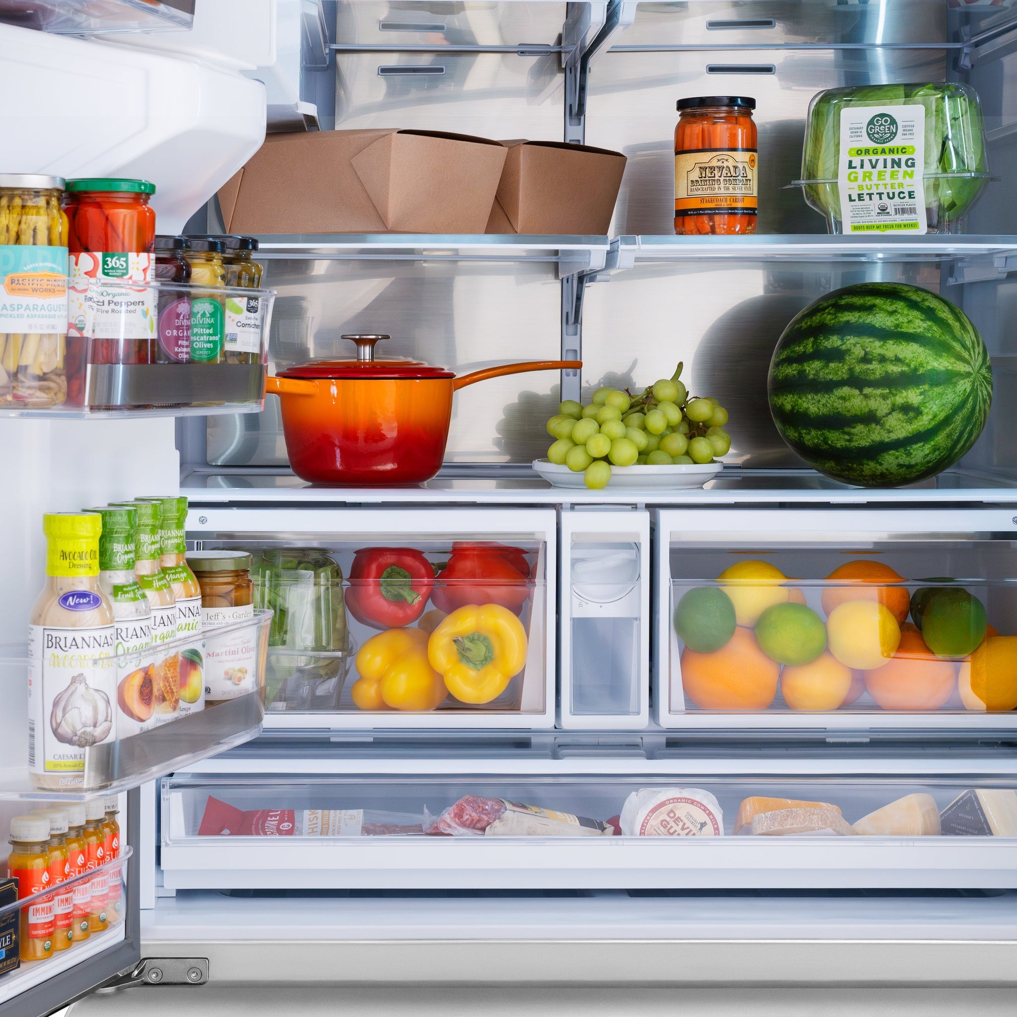 ZLINE 36 in. 28.9 cu. ft. Standard-Depth French Door External Water Dispenser Refrigerator with Dual Ice Maker in Fingerprint-Resistant Stainless Steel (RSM-W-36)