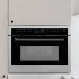 ZLINE Autograph Edition 24 in. 1.6 cu ft. Built-in Convection Microwave Oven in Satin Stainless Steel with Matte Black Accents (MWOZ-24-SS-MB)
