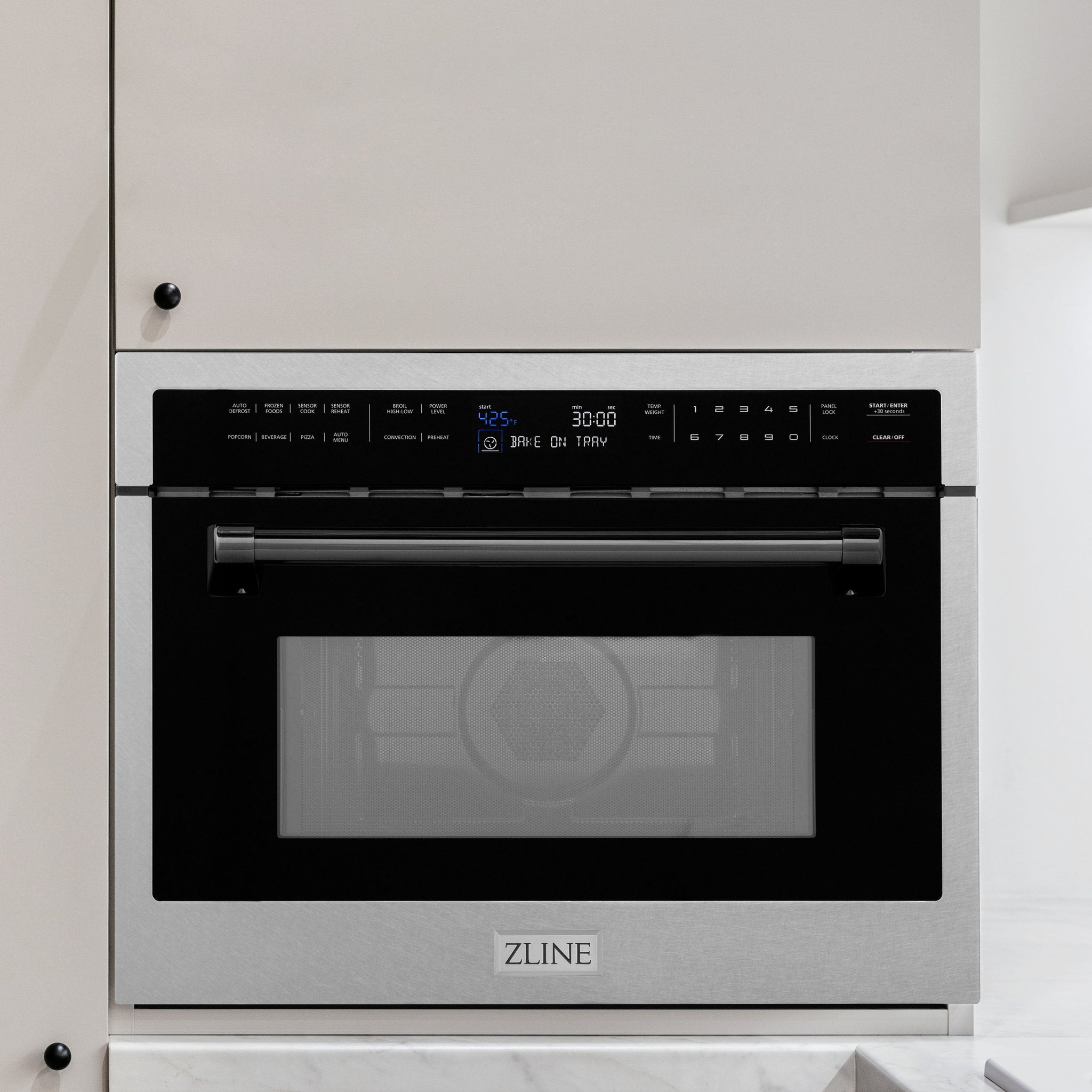 ZLINE Autograph Edition 24 in. 1.6 cu ft. Built-in Convection Microwave Oven in Satin Stainless Steel with Matte Black Accents (MWOZ-24-SS-MB)