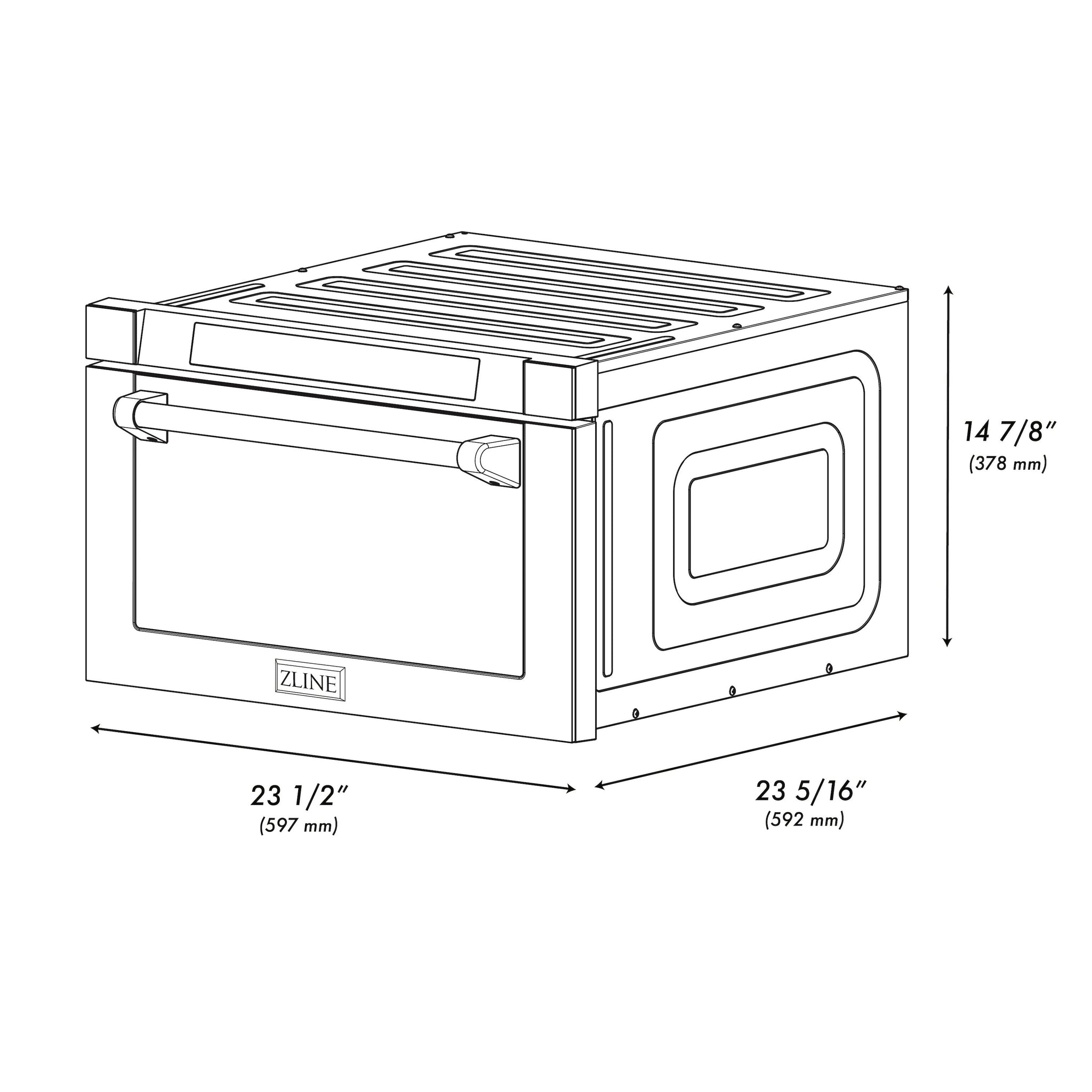 ZLINE Autograph Edition 24 in. 1.2 cu. ft. Built-in Microwave Drawer with a Traditional Handle in Satin Stainless Steel and Matte Black Accents (MWDZ-1-SS-H-MB)