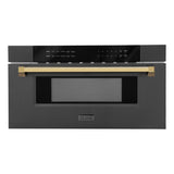 Autograph Edition Microwave Drawer with Traditional Handle in Black Stainless and Champagne Bronze (MWDZ-30-BS-CB)