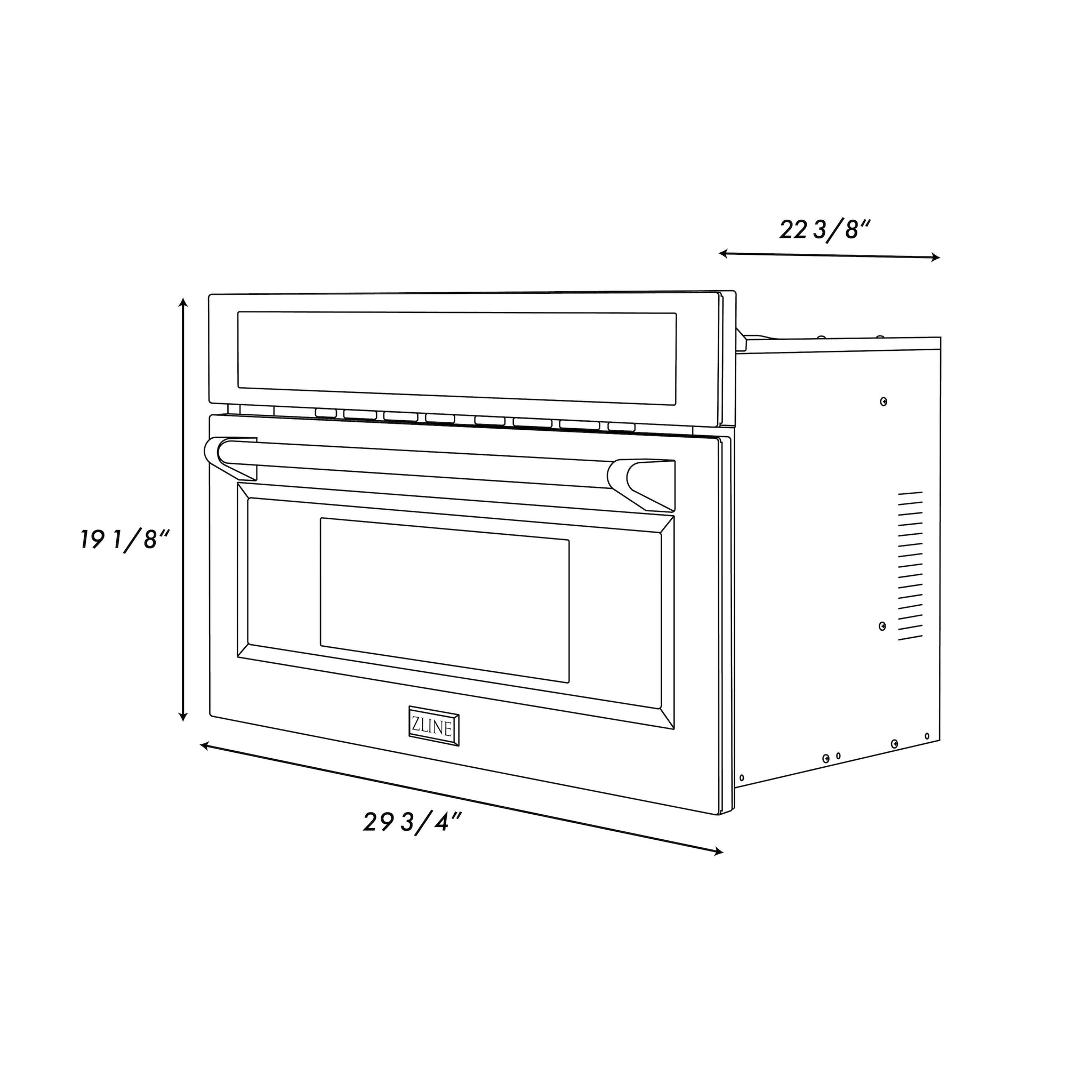 ZLINE 30 in. 1.6 cu ft. Built-in Convection Microwave Oven in Satin Stainless Steel with Speed and Sensor Cooking (MWO-30-SS)