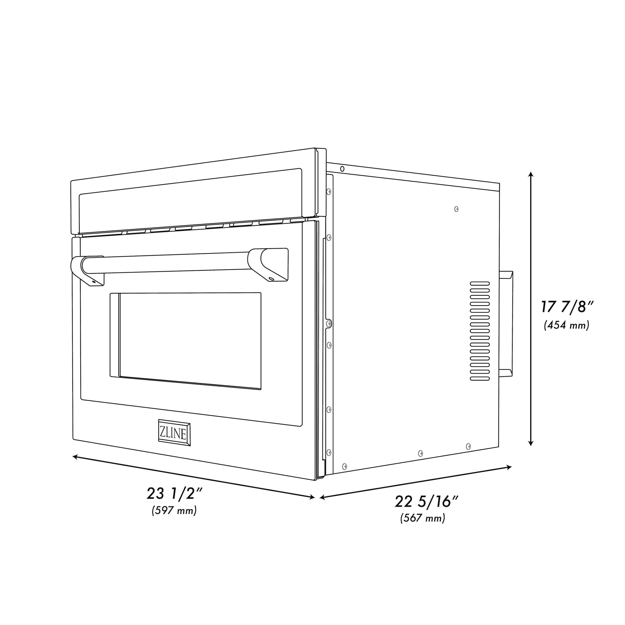 ZLINE Autograph Edition 24" 1.6 cu ft. Built-in Convection Microwave Oven in Stainless Steel and Polished Gold  Accents (MWOZ-24-G)