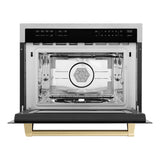 ZLINE Autograph Edition 24 in. 1.6 cu ft. Built-in Convection Microwave Oven in Satin Stainless Steel with Champagne Bronze Accents (MWOZ-24-SS-CB)