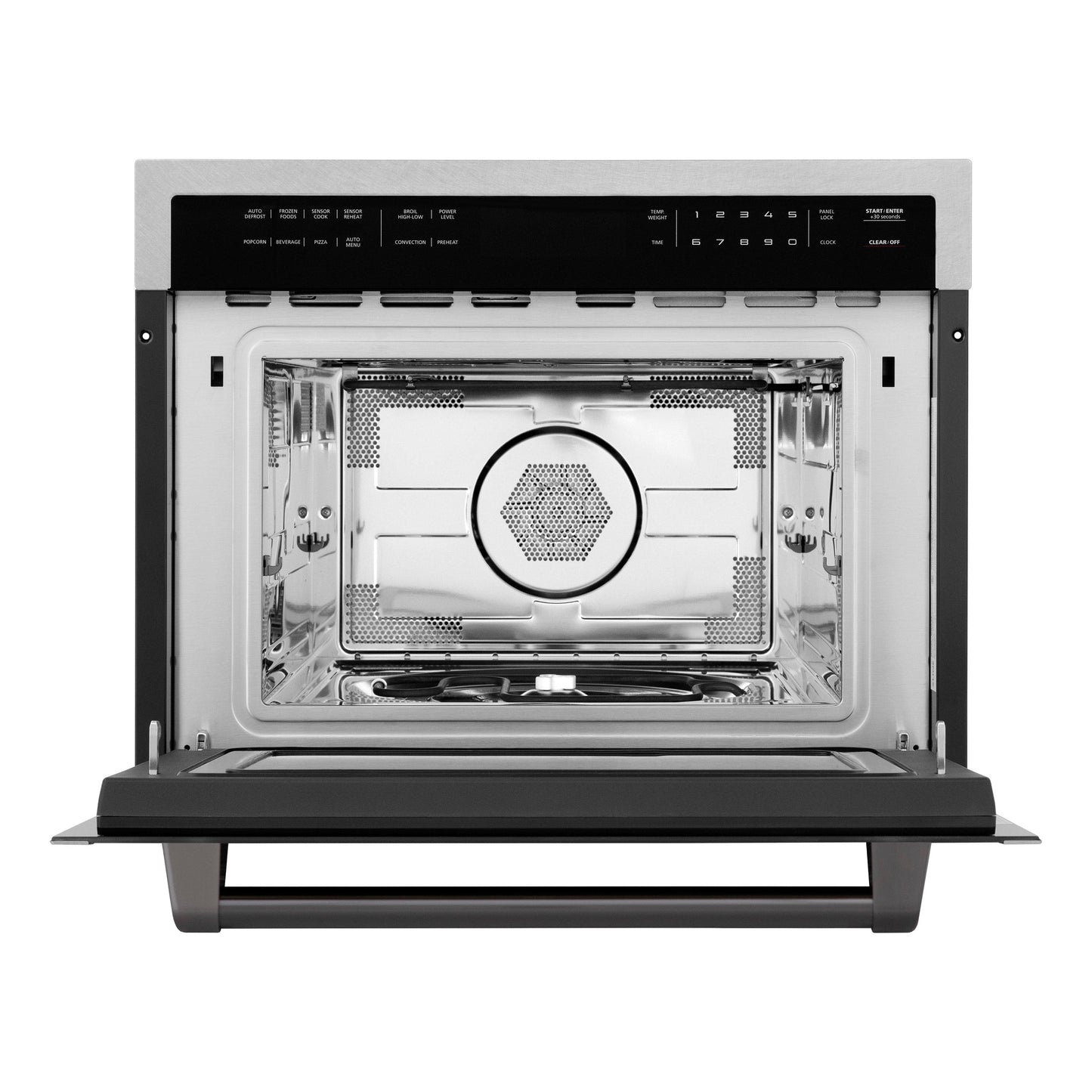 ZLINE Autograph Edition 24 in. 1.6 cu ft. Built-in Convection Microwave Oven in Satin Stainless Steel with Matte Black Accents (MWOZ-24-SS-MB)