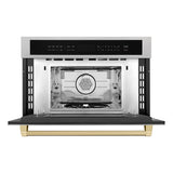 ZLINE Autograph Edition 30 in. 1.6 cu ft. Built-in Convection Microwave Oven in Satin Stainless Steel and Champagne Bronze Accents (MWOZ-30-SS-CB)