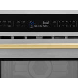 ZLINE Autograph Edition 30 in. 1.6 cu ft. Built-in Convection Microwave Oven in Satin Stainless Steel and Polished Gold Accents (MWOZ-30-SS-G)