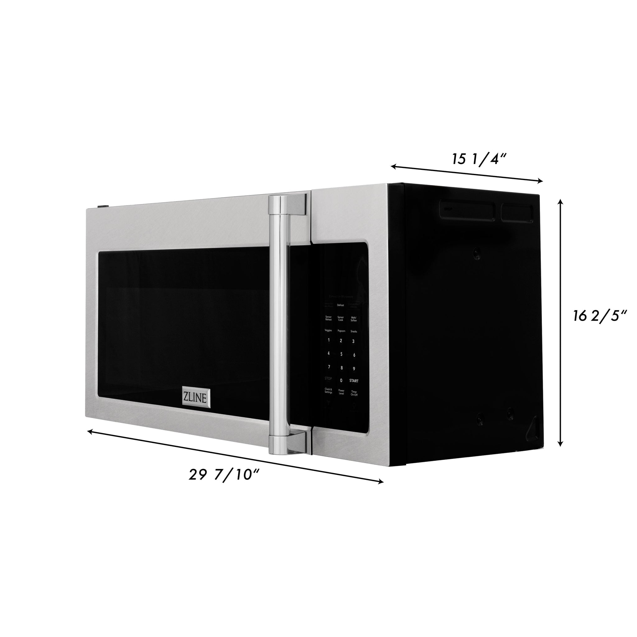 ZLINE 30 in. 1.5 cu. ft. Over-The-Range Microwave in Satin Stainless Steel with Traditional Handle and Set of 2 Charcoal Filters (MWO-OTRCFH-30-SS)