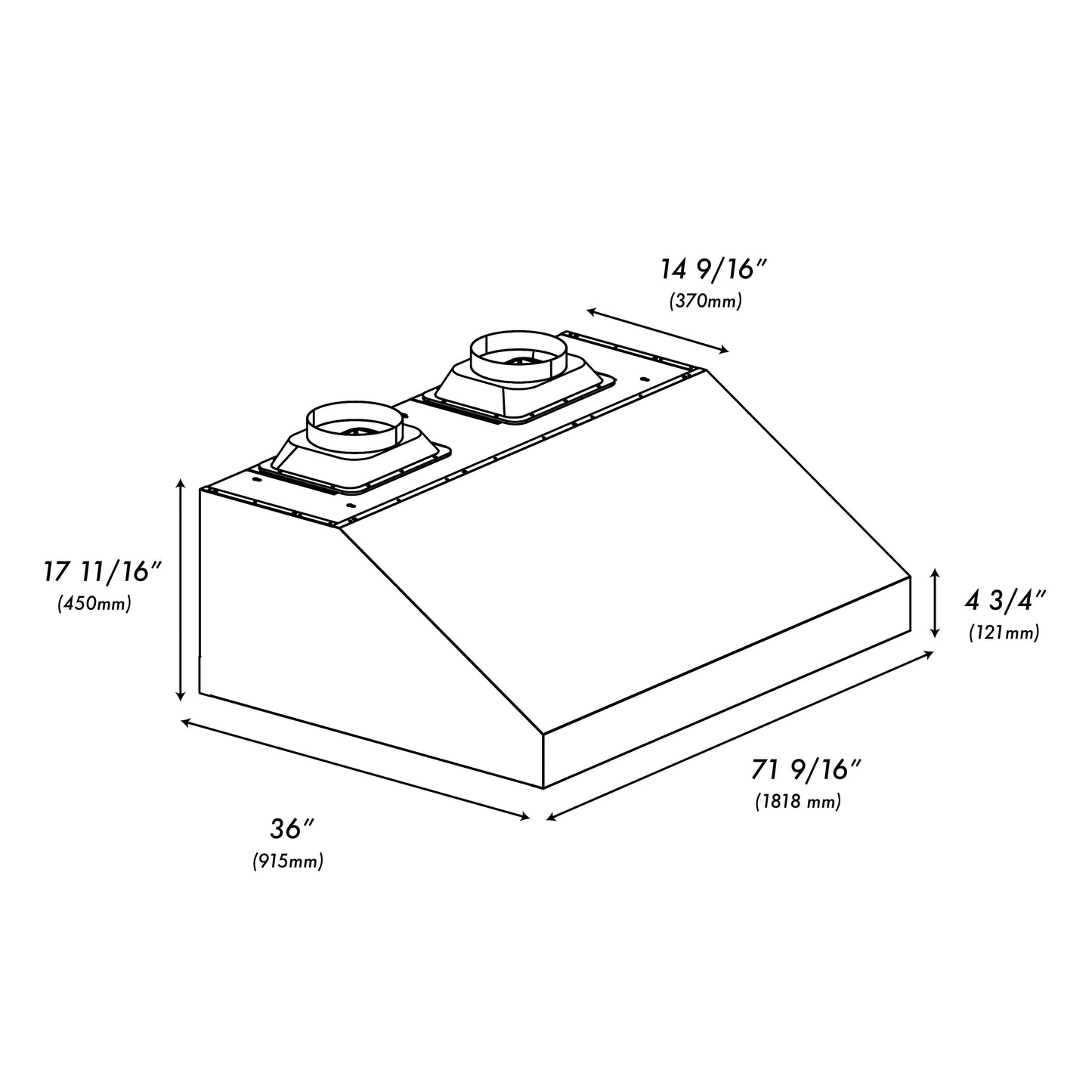 ZLINE 72 in. Under Cabinet Outdoor Grill Hood (GOU1-72)