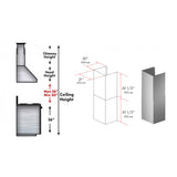 ZLINE 2 Piece 36 in. Chimney Extensions for Wall Mount Outdoor Grill Hood (2PEXT-GOW36)