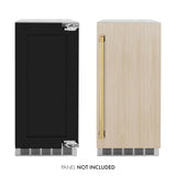ZLINE Autograph Edition 15 in. Touchstone Gourmet Ice Maker with Drain Pump and Panel Ready Door with Polished Gold Handle (IGMDPZ-15-G)