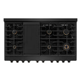 ZLINE 48 in. 6.7 cu. ft. Paramount Double Oven Dual Fuel Range in Black Stainless Steel with 8 Brass Burners (SDRB-BR-48)