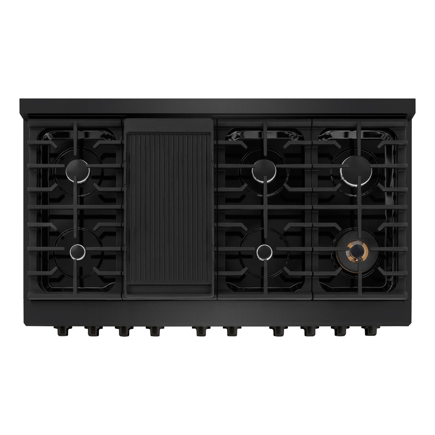 ZLINE 48 in. 6.7 cu. ft. Paramount Double Oven Gas Range with 8 Burner Cooktop in Black Stainless Steel (SGRB-48)