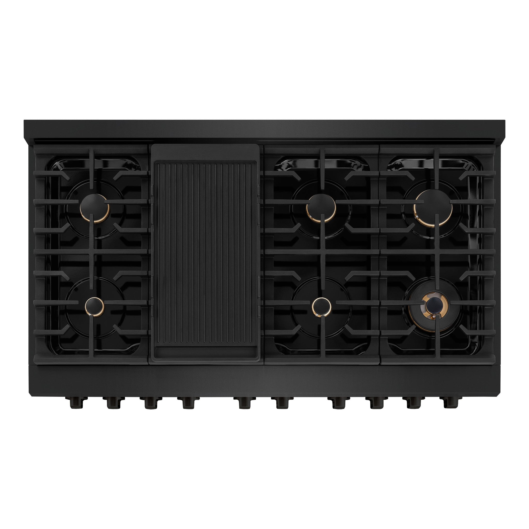 ZLINE 48 in. 6.7 cu. ft. Paramount Double Oven Gas Range in Black Stainless Steel with 8 Brass Burners (SGRB-BR-48)