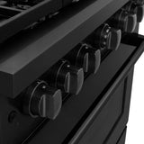 ZLINE 36 in. 5.2 cu. ft. Paramount Gas Range with 6 Burner DuoPro™ Cooktop and Convection Gas Oven in Black Stainless Steel (PSGRB-36)
