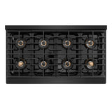 ZLINE Autograph Edition 48 in. 6.7 cu. ft. Paramount Gas Range with 8 Burner DuoPro™ Cooktop and Dual Ovens in Black Stainless Steel and Polished Gold Accents (PSGRBZ-48-G)