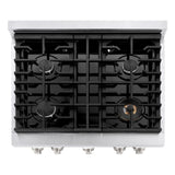 ZLINE 30 in. 4.2 cu. ft. Paramount Dual Fuel Range with 4 Burner Gas Cooktop and Electric Convection Oven in Satin Stainless Steel with Black Matte Door (SDRS-BLM-30)