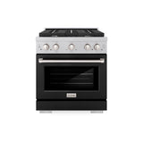ZLINE 30 in. 4.2 cu. ft. Paramount Gas Range with 4 Burner Cooktop and Convection Gas Oven in Satin Stainless Steel with Black Matte Door (SGRS-BLM-30)