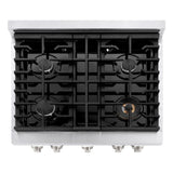 ZLINE 30 in. 4.2 cu. ft. Paramount Gas Range with 4 Burner Cooktop and Convection Gas Oven in Satin Stainless Steel with Black Matte Door (SGRS-BLM-30)