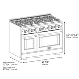 ZLINE 48 in. 6.7 cu. ft. Paramount Double Oven Gas Range with 8 Burner Cooktop in Satin Stainless Steel with Black Matte Doors (SGRS-BLM-48)
