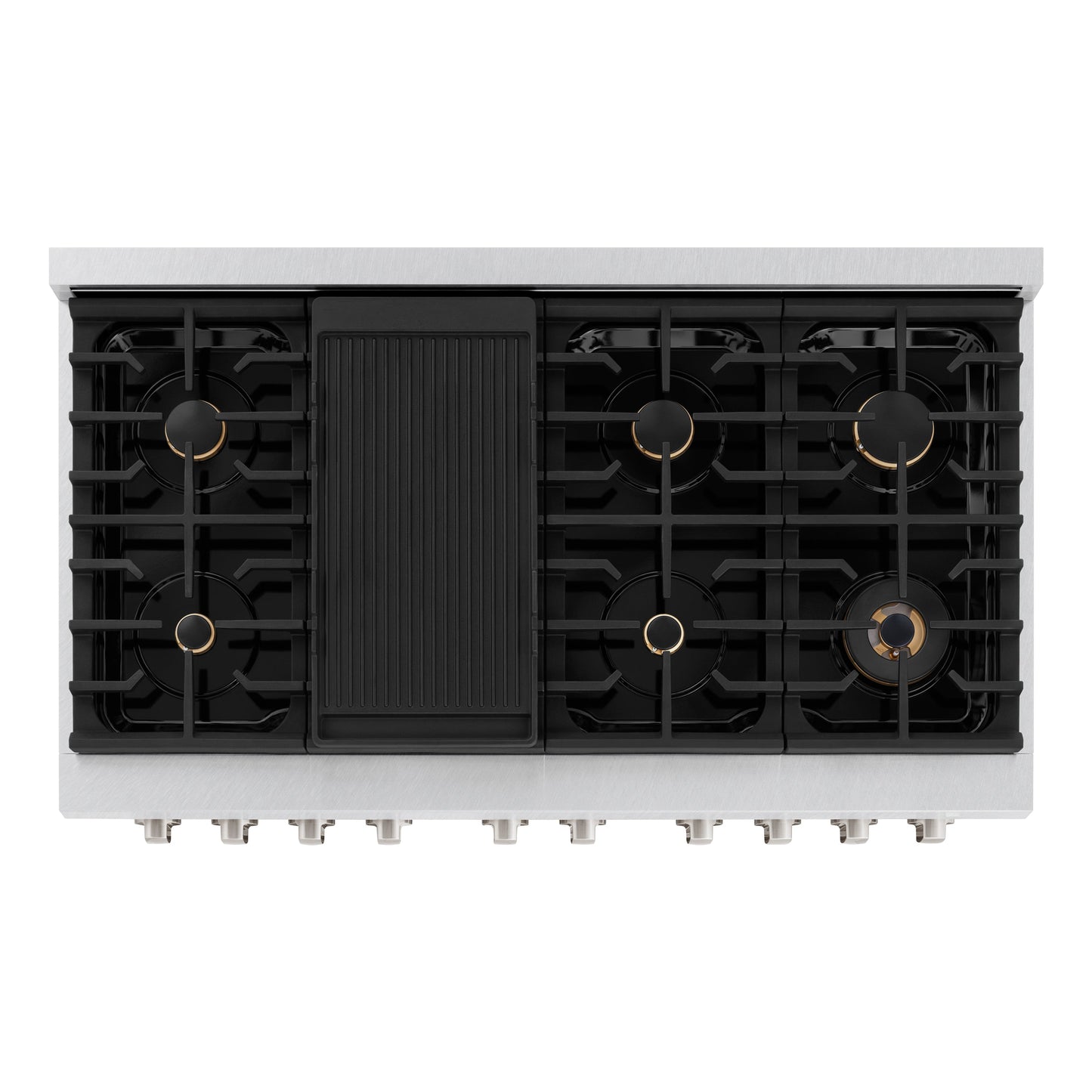 ZLINE 48 in. 6.7 cu. ft. Paramount Double Oven Dual Fuel Range in Satin Stainless Steel with 8 Brass Burners (SDRS-BR-48)