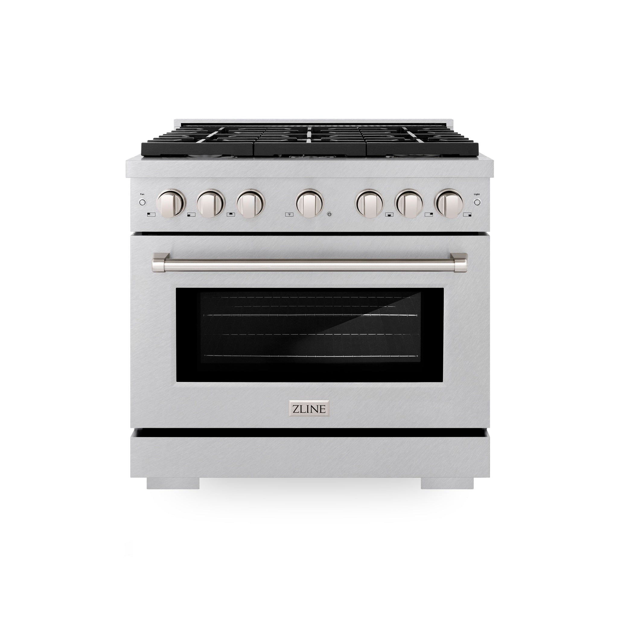 ZLINE 36 in. 5.2 cu. ft. Paramount Gas Range with 6 burner Cooktop and Convection Gas Oven in Satin Stainless Steel (SGRS-36)