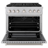 ZLINE 36 in. 5.2 cu. ft. Paramount Gas Range with 6 burner Cooktop and Convection Gas Oven in Satin Stainless Steel (SGRS-36)