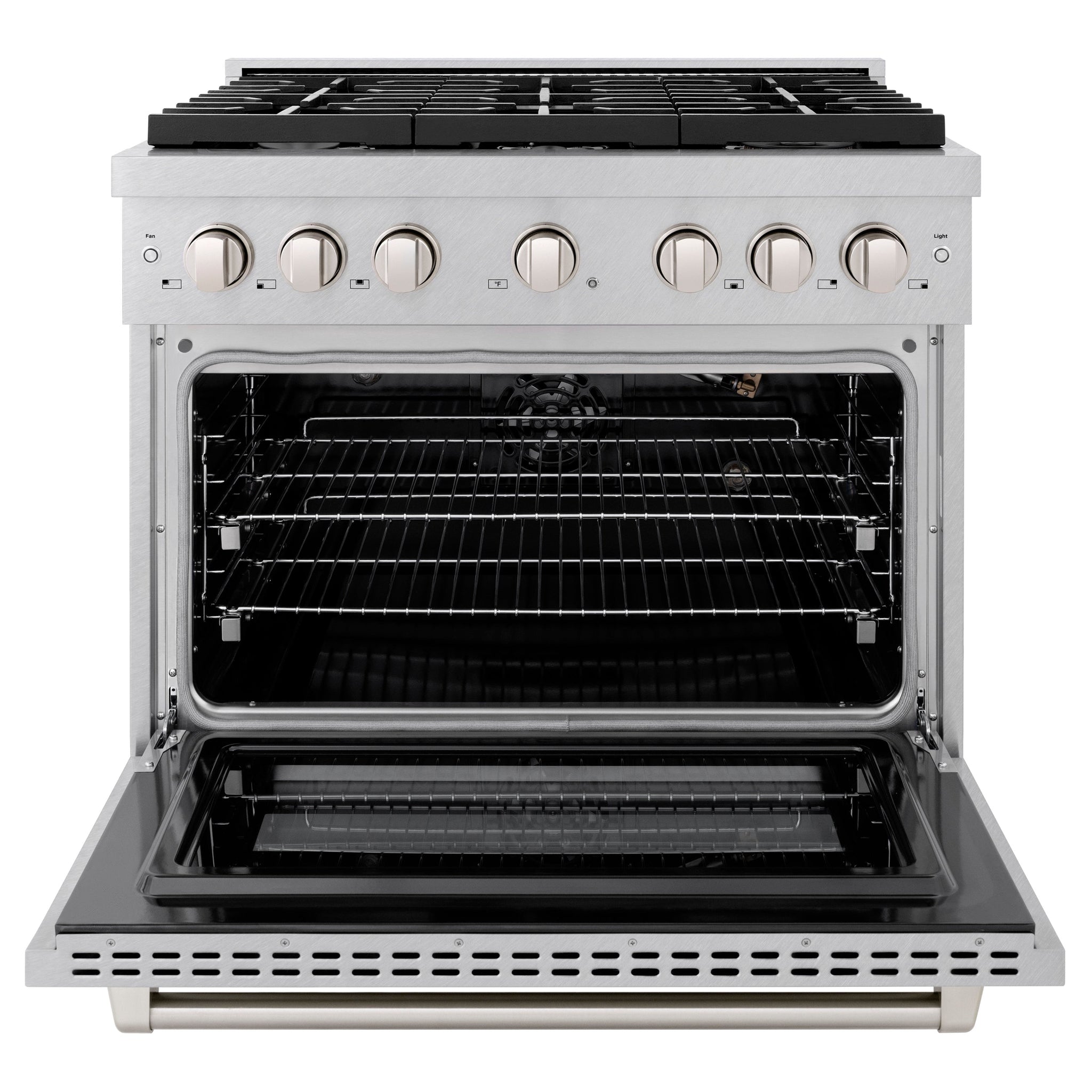 ZLINE 36 in. 5.2 cu. ft. Paramount Gas Range with 6 burner Cooktop and Convection Gas Oven in Satin Stainless Steel (SGRS-36)