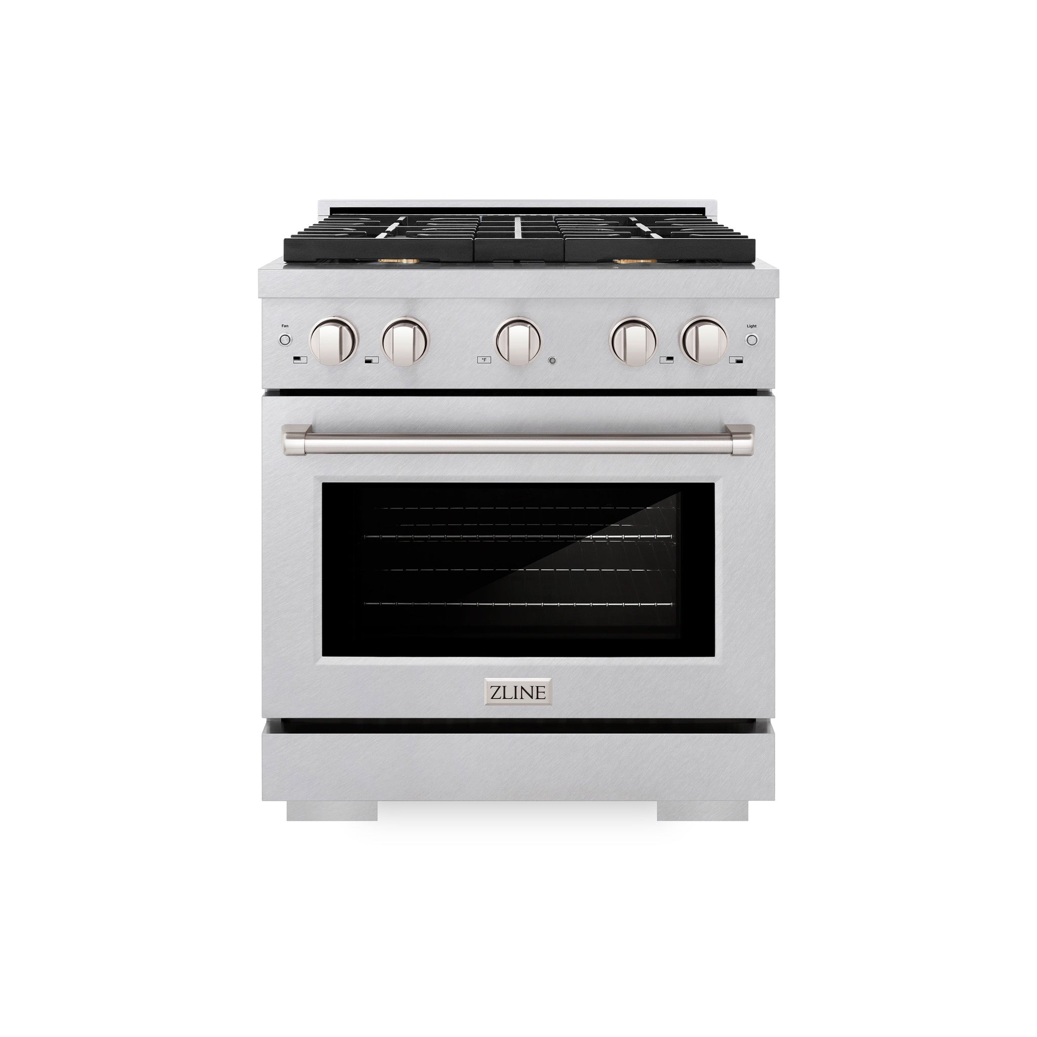 ZLINE 30 in. 4.2 cu. ft. Paramount Gas Range with Convection Gas Oven in Satin Stainless Steel with 4 Brass Burners (SGRS-BR-30)