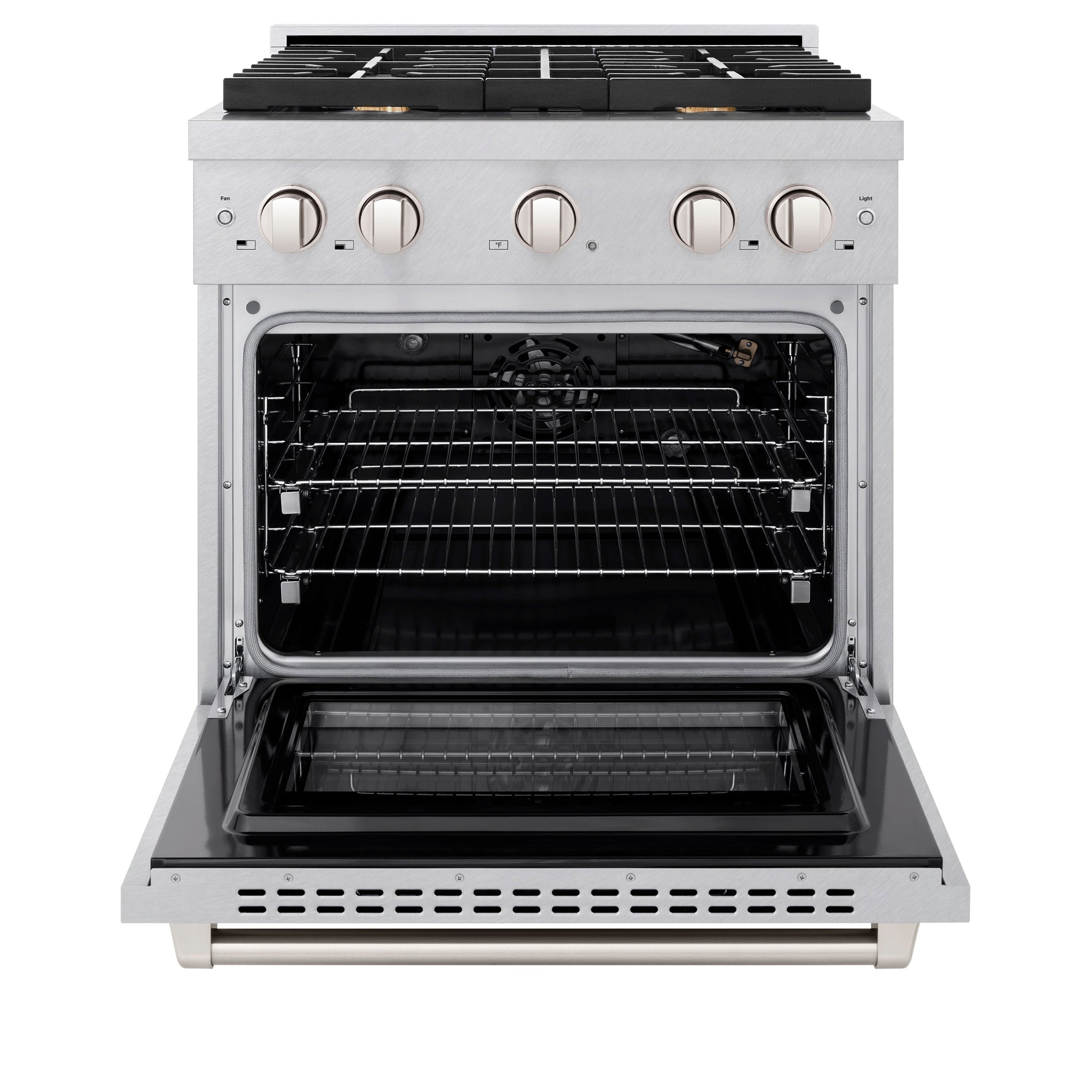 ZLINE 30 in. 4.2 cu. ft. Paramount Gas Range with Convection Gas Oven in Satin Stainless Steel with 4 Brass Burners (SGRS-BR-30)