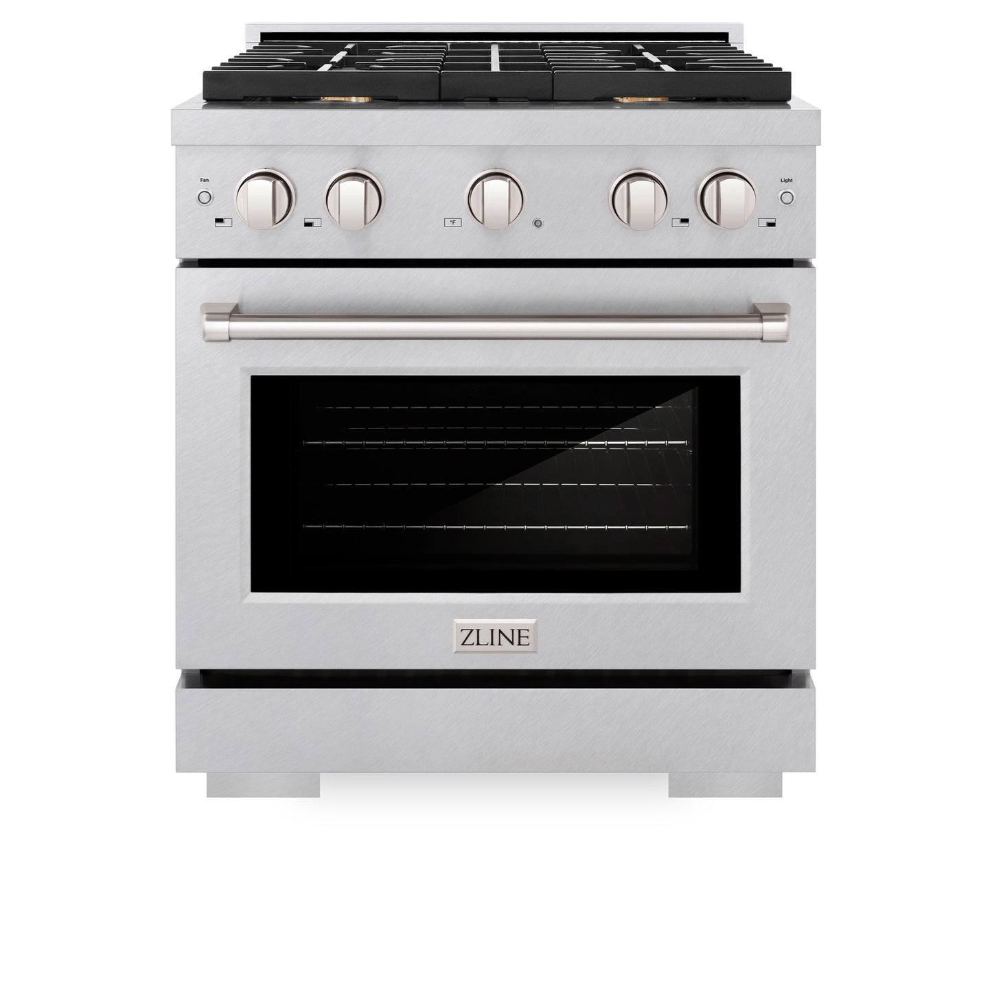 ZLINE 30 in. 4.2 cu. ft. Paramount Gas Range with Convection Gas Oven in Satin Stainless Steel with 4 Brass Burners (SGRS-BR-30)