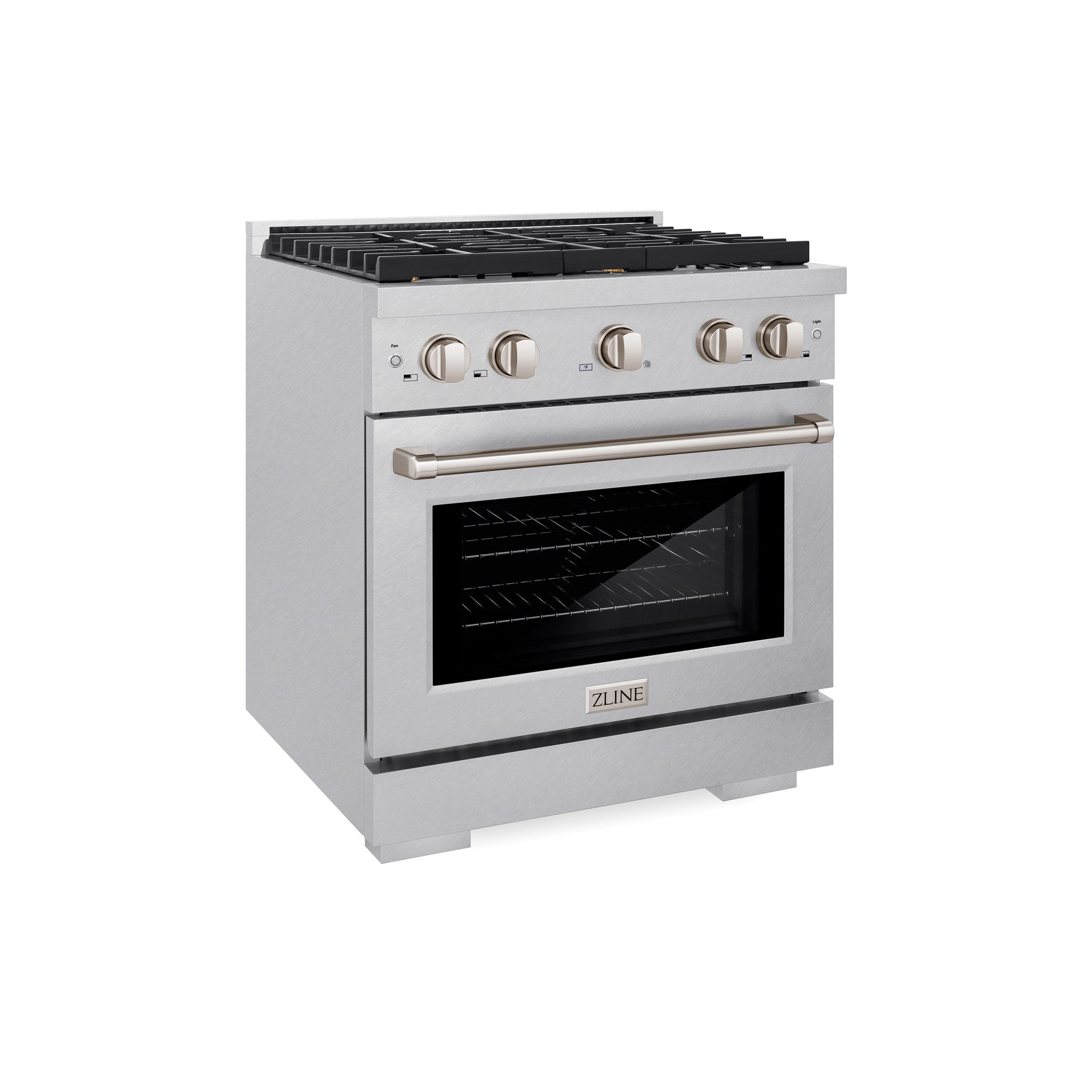 ZLINE 30 in. 4.2 cu. ft. Paramount Gas Range with Convection Gas Oven in Satin Stainless Steel with 4 Brass Burners (SGRS-BR-30)