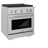 ZLINE 30 in. 4.2 cu. ft. Paramount Gas Range with Convection Gas Oven in Satin Stainless Steel with 4 Brass Burners (SGRS-BR-30)