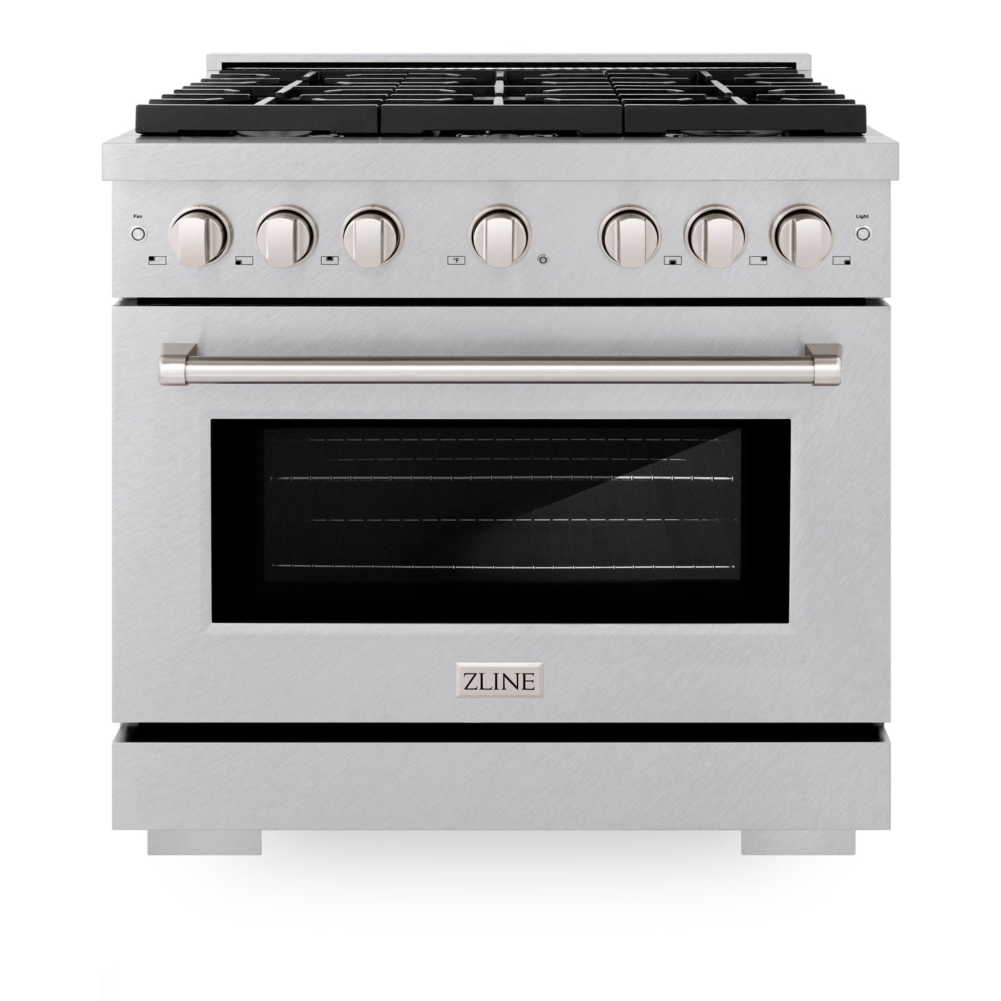 ZLINE 36 in. 5.2 cu. ft. Paramount Gas Range with Convection Gas Oven in Satin Stainless Steel with 6 Brass Burners (SGRS-BR-36)