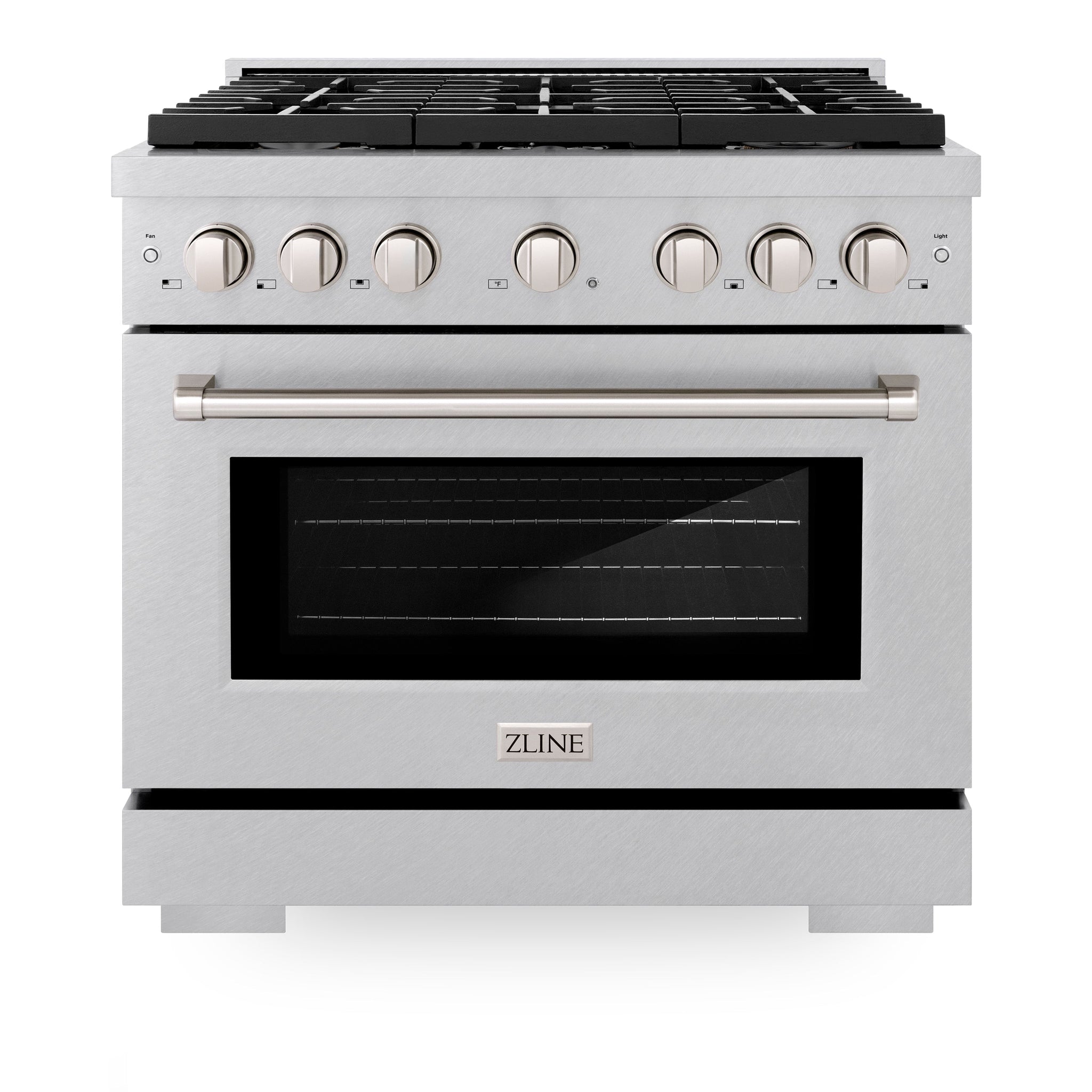 ZLINE 36 in. 5.2 cu. ft. Paramount Gas Range with Convection Gas Oven in Satin Stainless Steel with 6 Brass Burners (SGRS-BR-36)