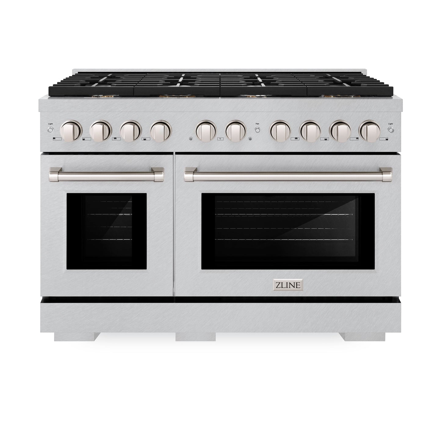 ZLINE 48 in. 6.7 cu. ft. Paramount Double Oven Gas Range in Satin Stainless Steel with 8 Brass Burners (SGRS-BR-48)