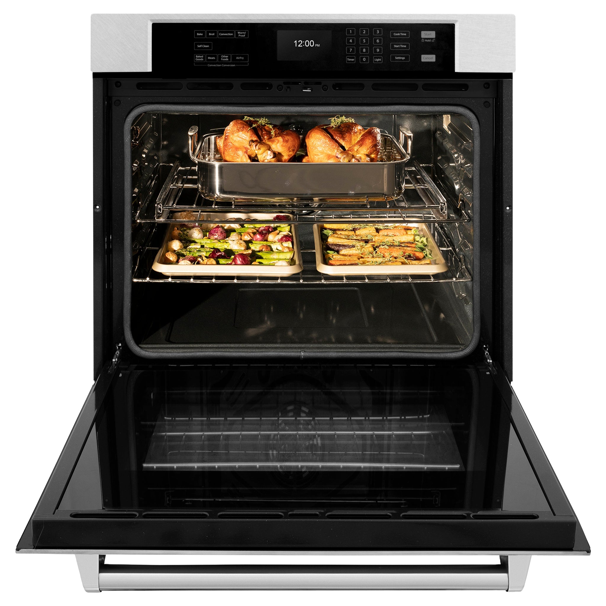ZLINE 30 in. Professional True Convection Single Wall Oven with Air Fry and Self Clean in Satin Stainless Steel (WASS-30)