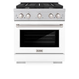 ZLINE 30 in. 4.2 cu. ft. Paramount Dual Fuel Range with 4 Burner Gas Cooktop and Electric Convection Oven in Satin Stainless Steel with White Matte Door (SDRS-WM-30)