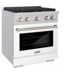 ZLINE 30 in. 4.2 cu. ft. Paramount Dual Fuel Range with 4 Burner Gas Cooktop and Electric Convection Oven in Satin Stainless Steel with White Matte Door (SDRS-WM-30)
